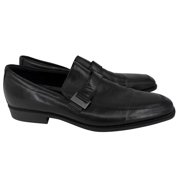 ECCO Mens Edinburgh Buckle Loafer Size EU 46 Black Leather Slip On Dress Shoe - Picture 1 of 12